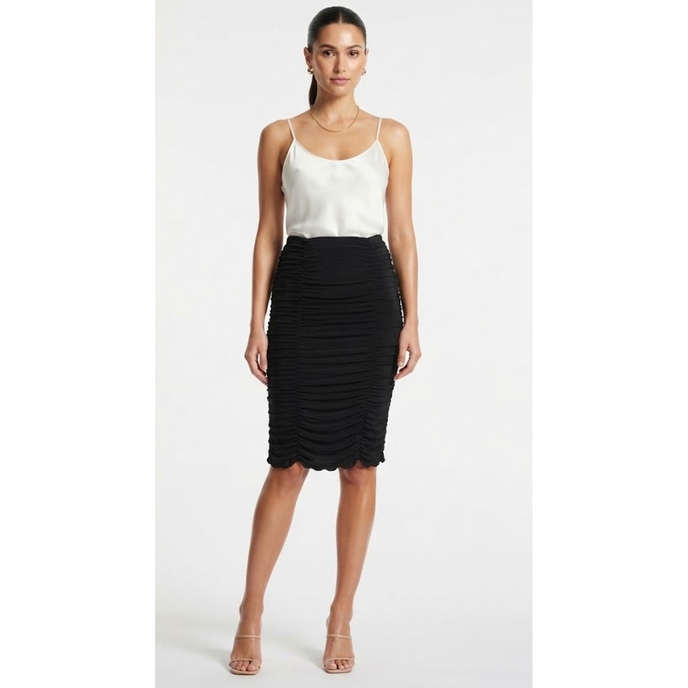 Calvin Klein Skirt Women Medium Black Ruched Classiccore Minimalist